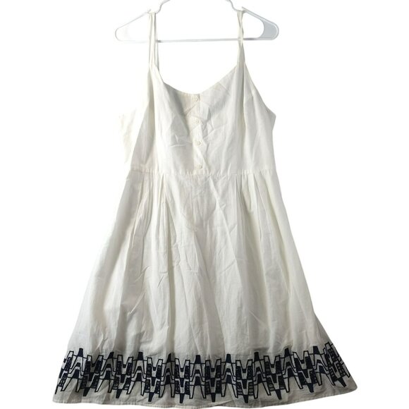 Old Navy Womens Sleeveless Sundress Smocked Back Size L White Vacation Cruise - Picture 1 of 16